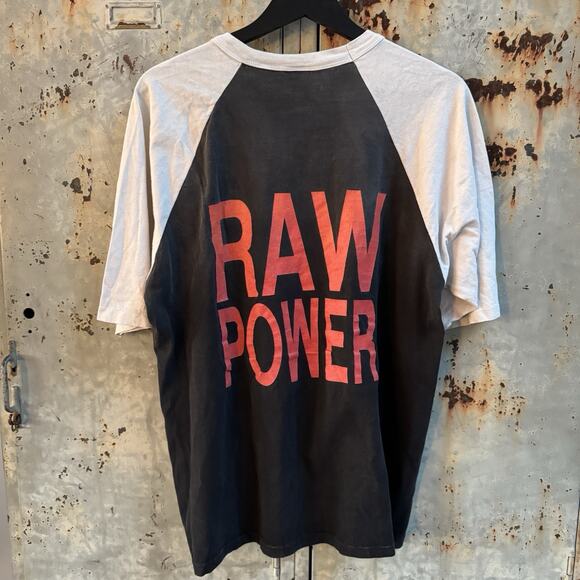 Vintage 80s 1988 Iggy Pop The Stooges Raw Power T Shirt Raglan JSR Punk Large - Picture 7 of 8